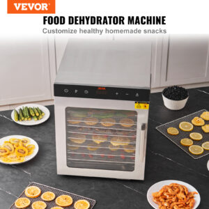 VEVOR 10 Trays Food Dehydrator Stainless Steel Machine Looking to keep the bounty of your garden, create scrumptious homemade snacks, or discover the world of jerky? The VEVOR Food Dehydrator may be your best kitchen companion. This versatile equipment allows